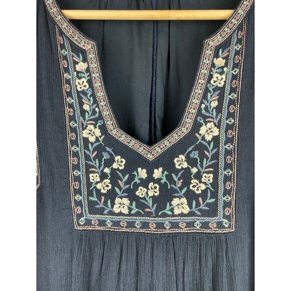 Abercrombie & Fitch Women's S Blue Embroidered Floral Mini Boho Shift Dress - Picture 2 of 9